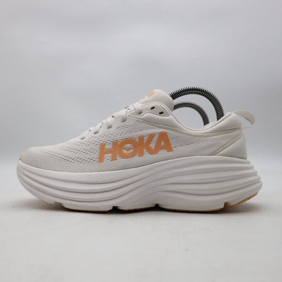 Hoka One One Bondi 8 Women's Size 8 B White Cantaloupe Athletic Running Sneakers - Picture 4 of 11